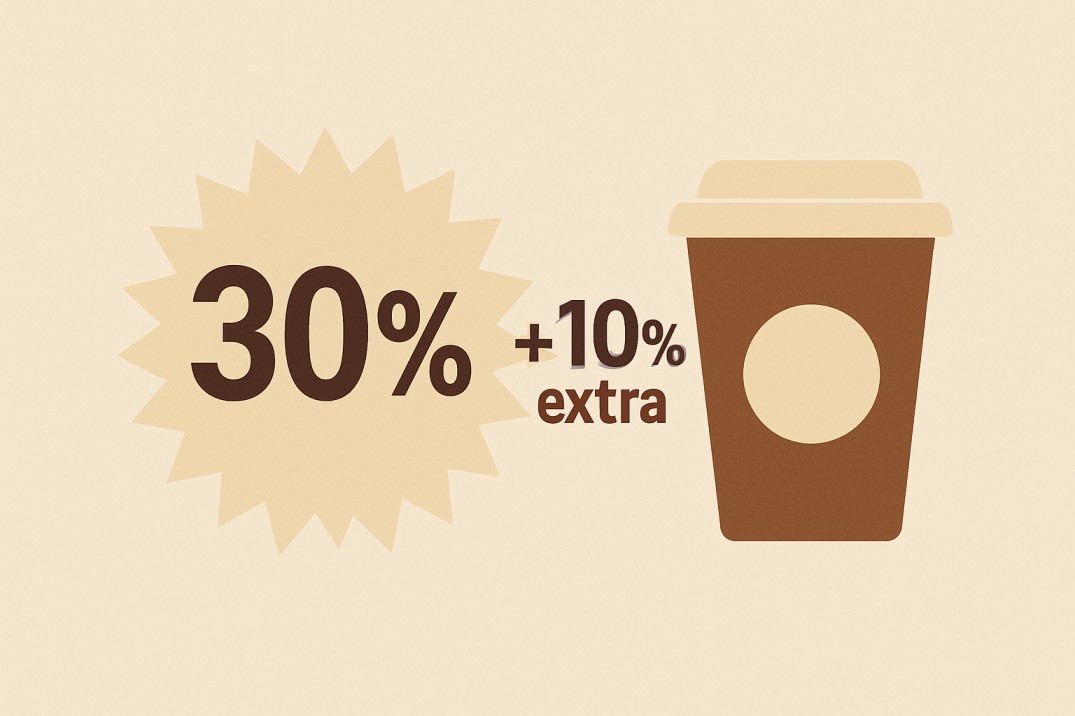 ¡30% + 10% extra en Starbucks! ☕